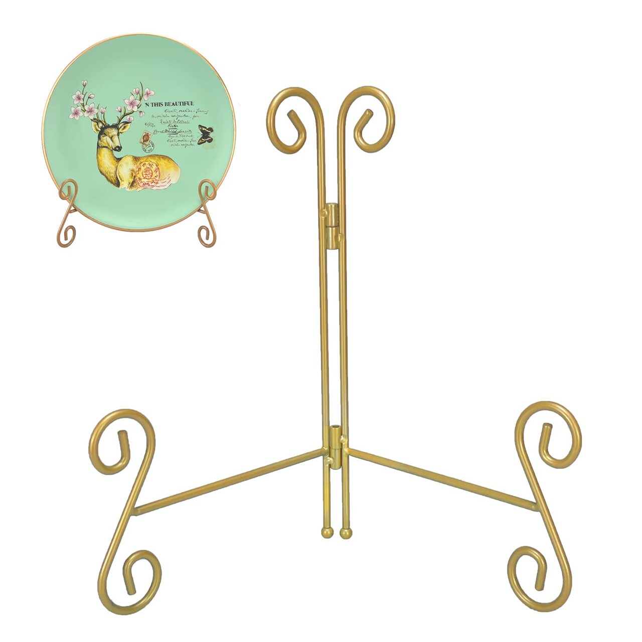UoYeet Plate Stand 6 Inch Gold Display Plate Holder, Collapsible Iron Plate Stands for Display, Folding Display Easel for Photo, Pictures, Decorative Plate and Artwork (6-Inch, 1-Pack)